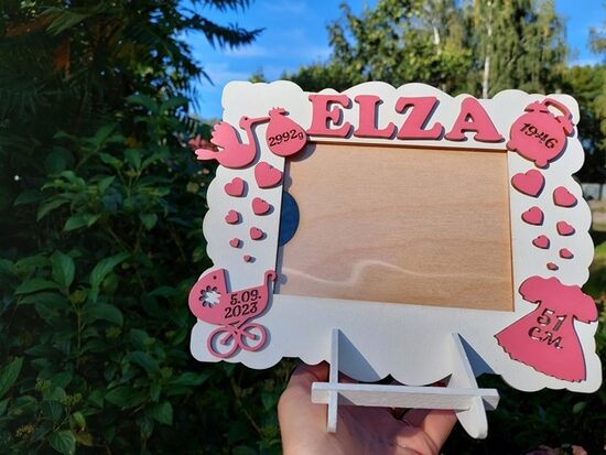 Personalizēts bērna foto rāmītis ar dzimšanas datiem